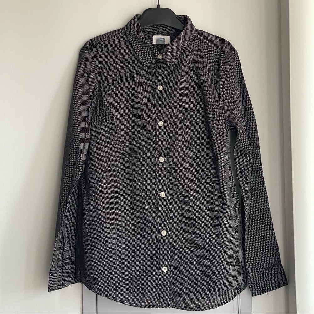 💗 OLD NAVY Black with White Polkadot Button Down Long Sleeve Women’s Shirt